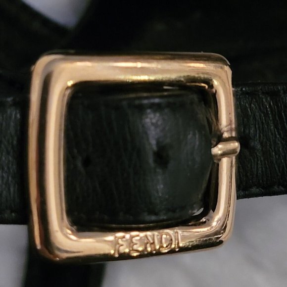 Authentic Fendi Black Leather Ankle Strap Cork Wedge Platform Heels Size 38/US 8 - Picture 8 of 16